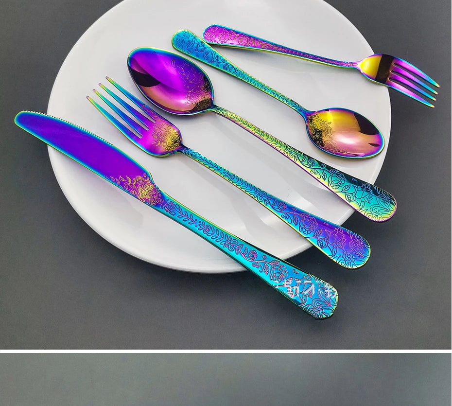 5/16Pcs Full Tableware for Kitchen,Stainless Steel Dinner Set with Box,Fork Spoon Knife Dinnerware Kit