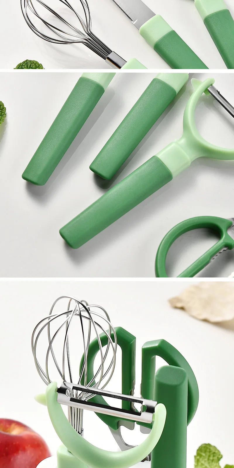 Kitchen Gadgets 5-piece Set Fruit Knife Household Paring Knife Egg Beater Melon Planing Combination Storage