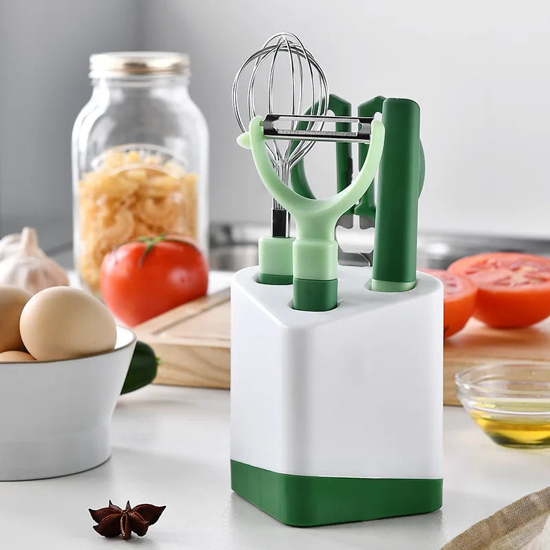 Kitchen Gadgets 5-piece Set Fruit Knife Household Paring Knife Egg Beater Melon Planing Combination Storage