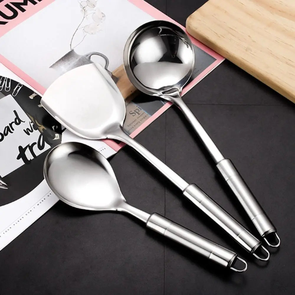 9Pcs Household Stainless Steel Kitchen Cooking Utensils Set Rust-proof Long Handle Cooking Spatula Set Durable Shovel Set Pasta
