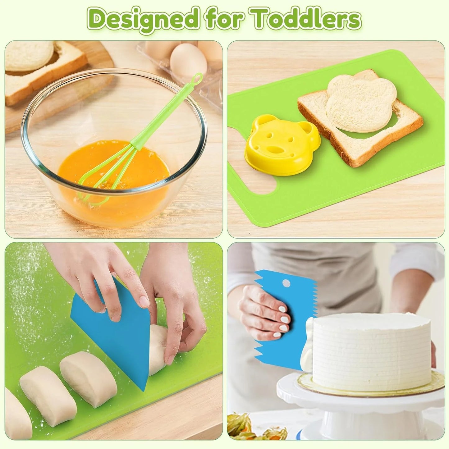 17PCS Kids Cooking Sets Real Cooking Montessori Kitchen Toys for DIY Plastic Kitchen Accessories Tools Toddlers Kids Safe Knives