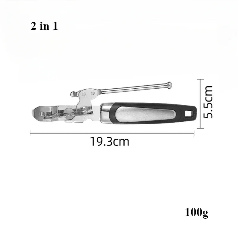 Professional Manual Can Opener – Stainless Steel Multifunctional Kitchen Tool for Cans, Bottles & Jars
