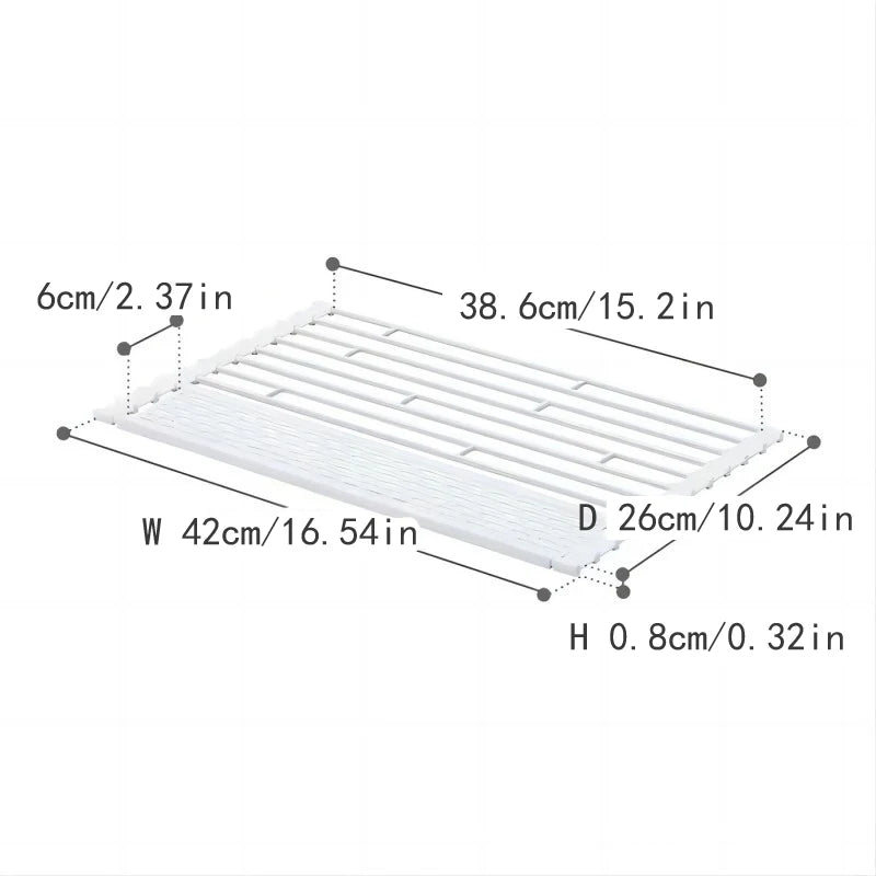 Kitchen Sink Dish Drain Rack Foldableing Roller Blind Flat Drain Storage Rack Spoon Chopsticks Tableware Leaking Storage Rack Large and Small