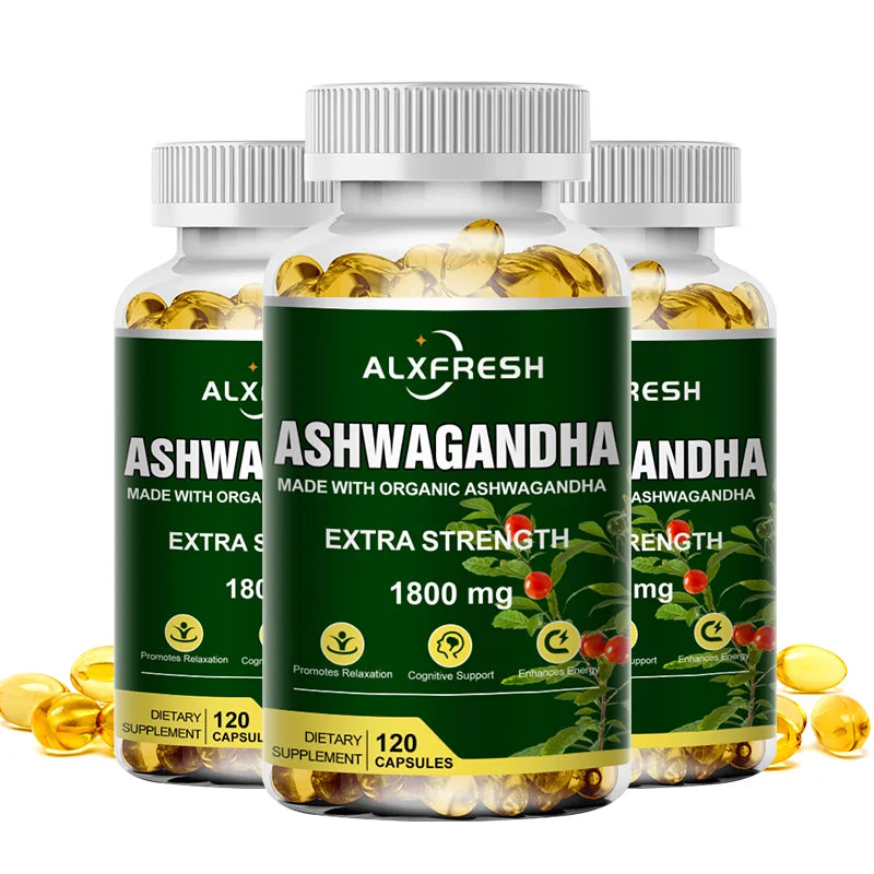 Ashwagandha Root Extract Capsules 1800mg for Natural Mood, Stress, Focus, Brain, Energy, Sleep Health Support