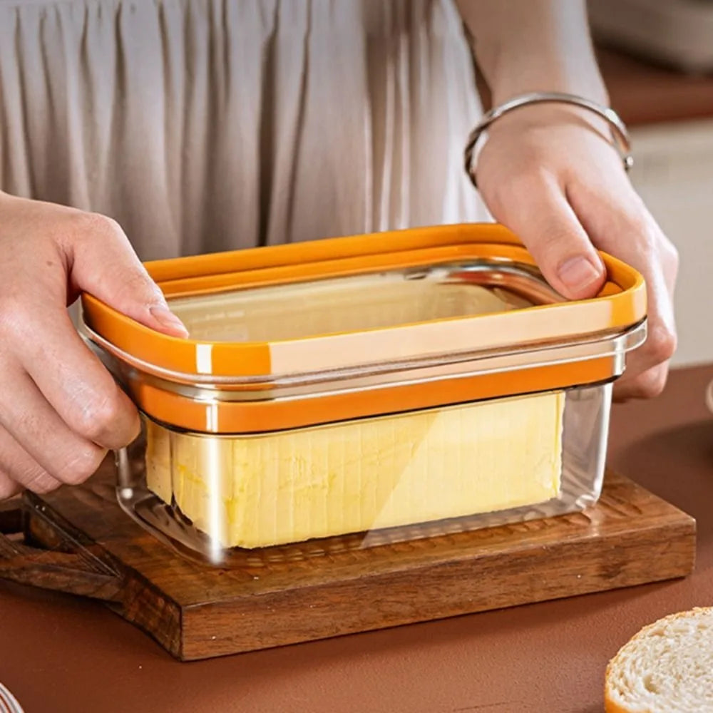 Kitchen Gadgets Hand Press Butter Keeper Plastic with Sealing Lid Butter Slicing Box Anti-Scratch Butter Slice Container Fridge