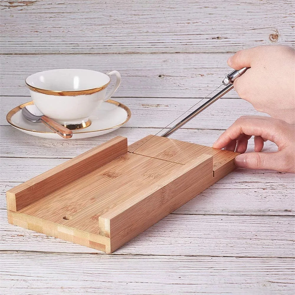 Kitchen Gadgets Wood Cheese Slicer Stainless Steel Wire with Scale Ham Slicer Handmade Cheese Cutter Butter
