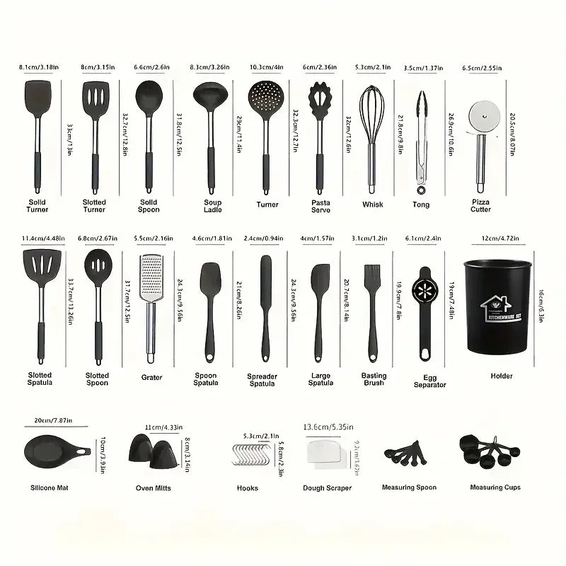 43 pieces, silica gel kitchenware set, high-temperature non-stick kitchen non-silica gel pot spatula cooking tool set