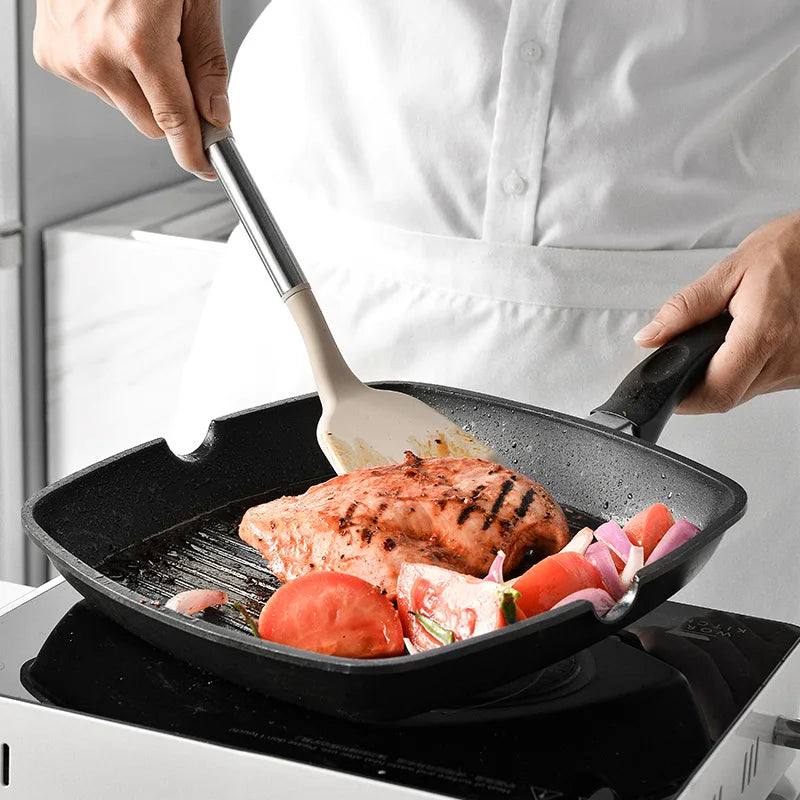 13Pcs Silicone Kitchenware Non-stick Cooking Utensils Set Cookware Spatula Beaters Shovel Stainless Steel Handle Kitchen Tool