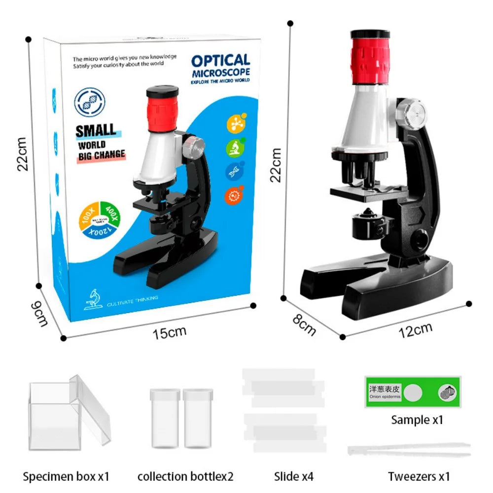 HD Kids Microscope Kit - 200x to 1200x Magnification with Specimens for Beginners