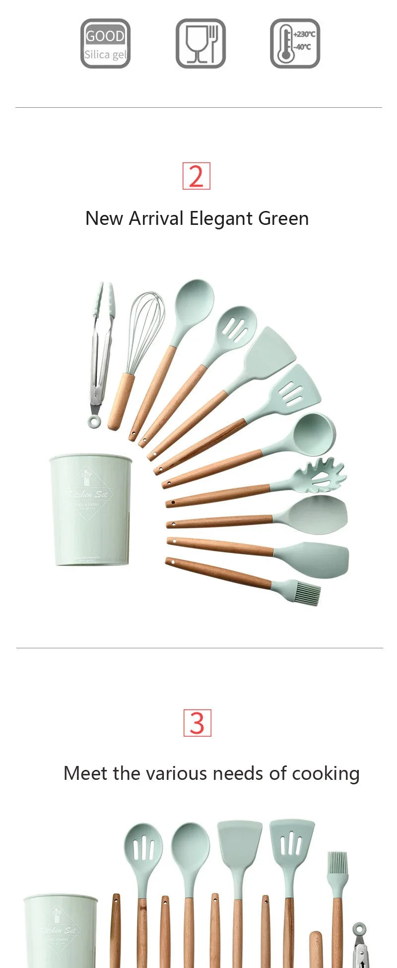 Cooking Utensils Set, Heat Resistant, Non - Stick, Baking Tool Kit, Kitchen Accessories, Silicone Kitchenware
