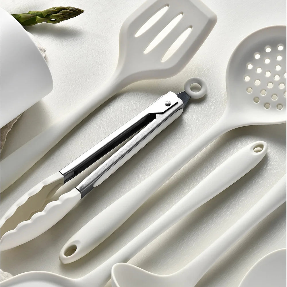 6PCS Silicone Kitchenware Non-Stick Cookware Kitchen Utensils Set Spatula Shovel Spoon Cooking Tool Set Withl Storage Bucket Too