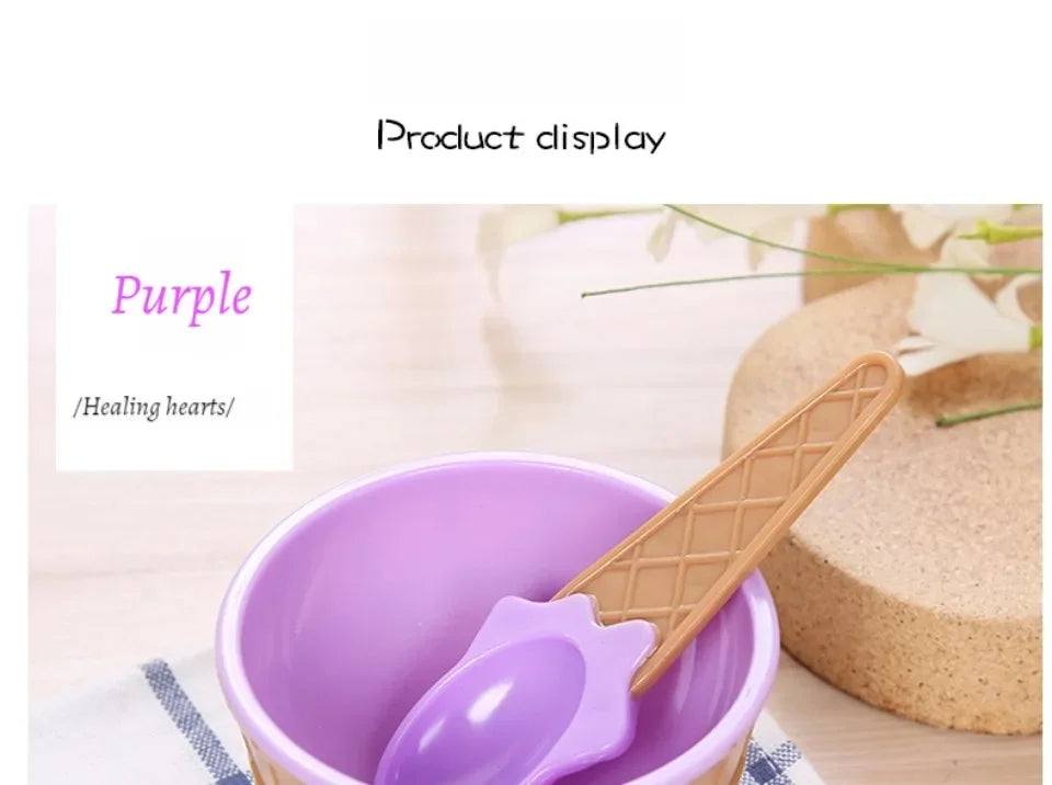 Ice Cream Cups and Ice Cream Scoop Set Summer Essential Party Ice Cream Cone Planter with Spoon Kitchen Supplies Kitchen Tools