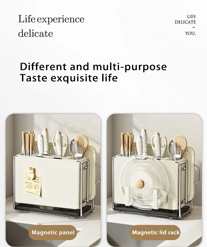 Kitchen Knife Rack Wall-mount Cutting Board Storage Racks Household Multifunctional Countertop Chopping Board Storage Rack