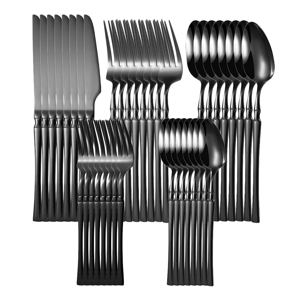 20/30/40Pcs Dinnerware Set Stainless Steel Knife Fork Spoon Cutlery Tableware Set Kitchen Flatware Dinner Silverware Table Set