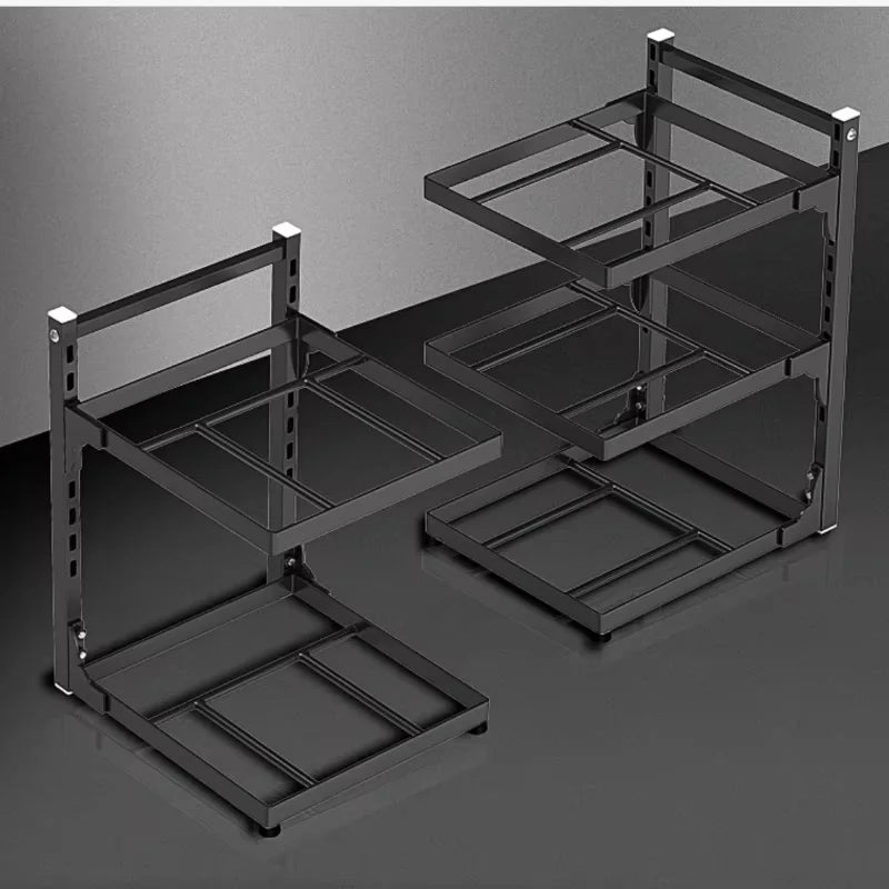 1PCS Kitchen Sink Shelf Multi-layer Pot Rack Under Cabinet Storage Organizer Rack Multi-functional Frying Pan Rice Cooker Holder