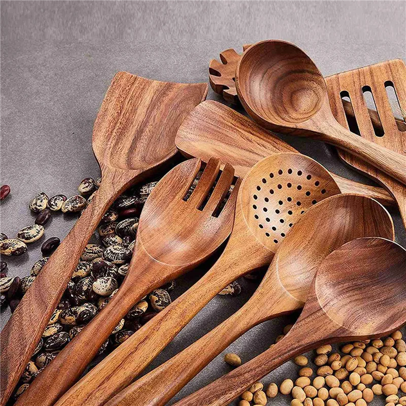 A69ewooden Kitchen Utensils Set,18 Pcs Wooden Spoons For Cooking,Wooden Cooking Utensils,Wooden Spoons For Non-Stick Pan