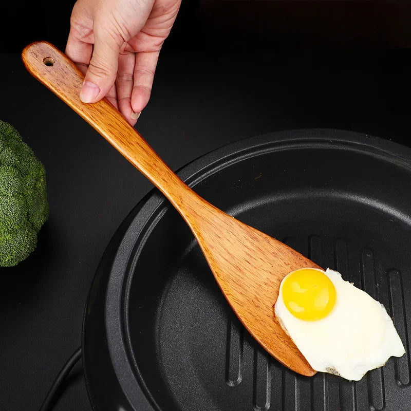 5-Piece Wooden Cooking Utensils Set – Non-Stick Kitchen Tools with Spoons & Spatulas, Heat-Resistant Cookware for Daily Use