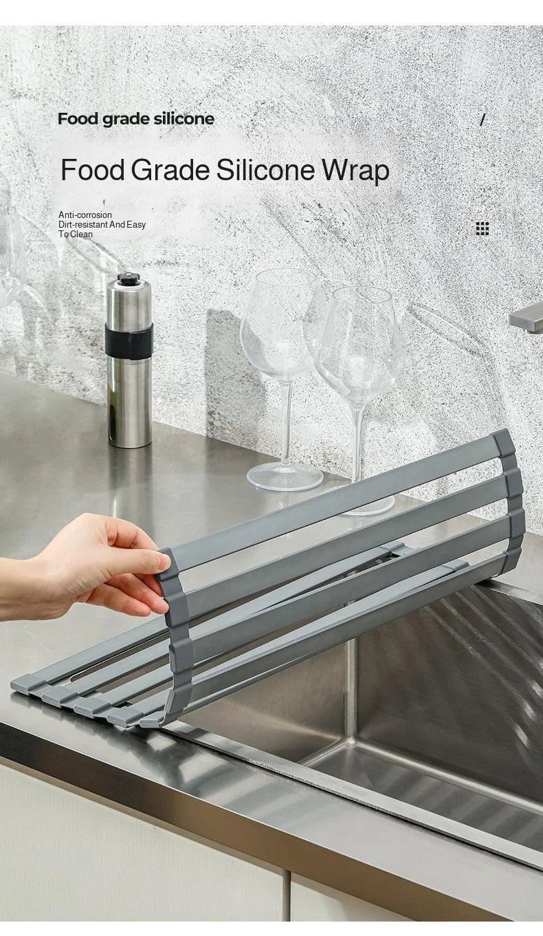 Kitchen Dishcloth & Sponge Drying Rack - Countertop Organizer, Suction Cup No-Drill Installation, Mu