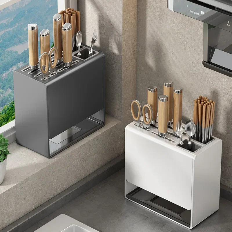 Kitchen Knife Storage Box Non-perforation Knife Holder Wall-mounted Knife Rack Kitchen Items Kitchen Accessories Organizer