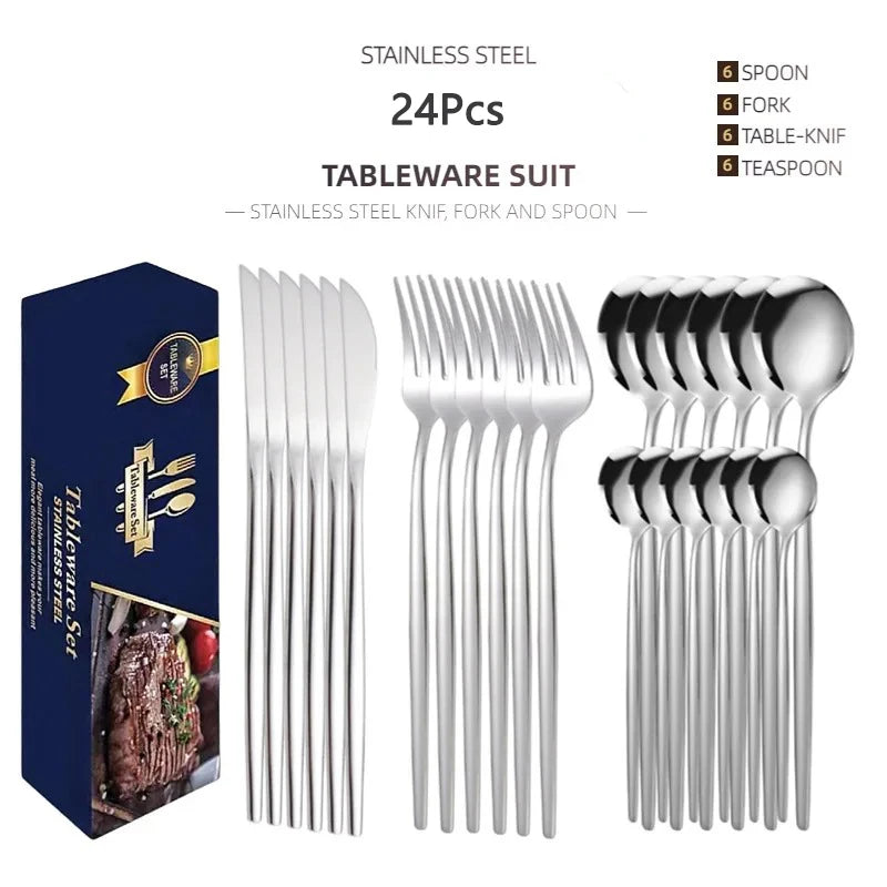 Kitchen Cutlery Sets Stainless Flatware Mirror Polished Design for Parties Birthdays Weddings Can give to Friends and Relatives