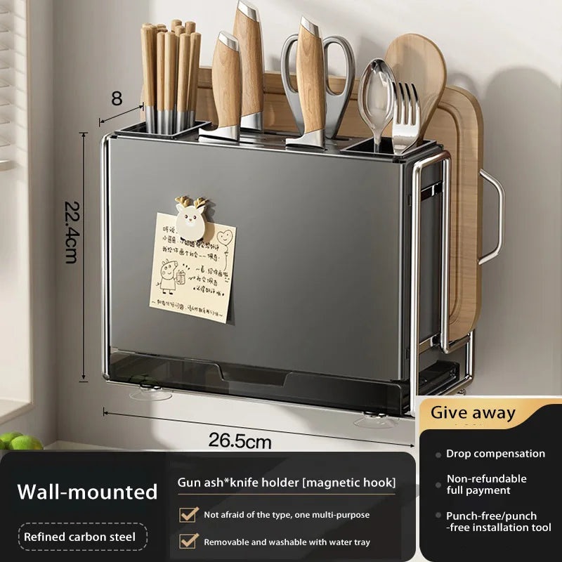 Kitchen Knife Rack Wall-mount Cutting Board Storage Racks Household Multifunctional Countertop Chopping Board Storage Rack
