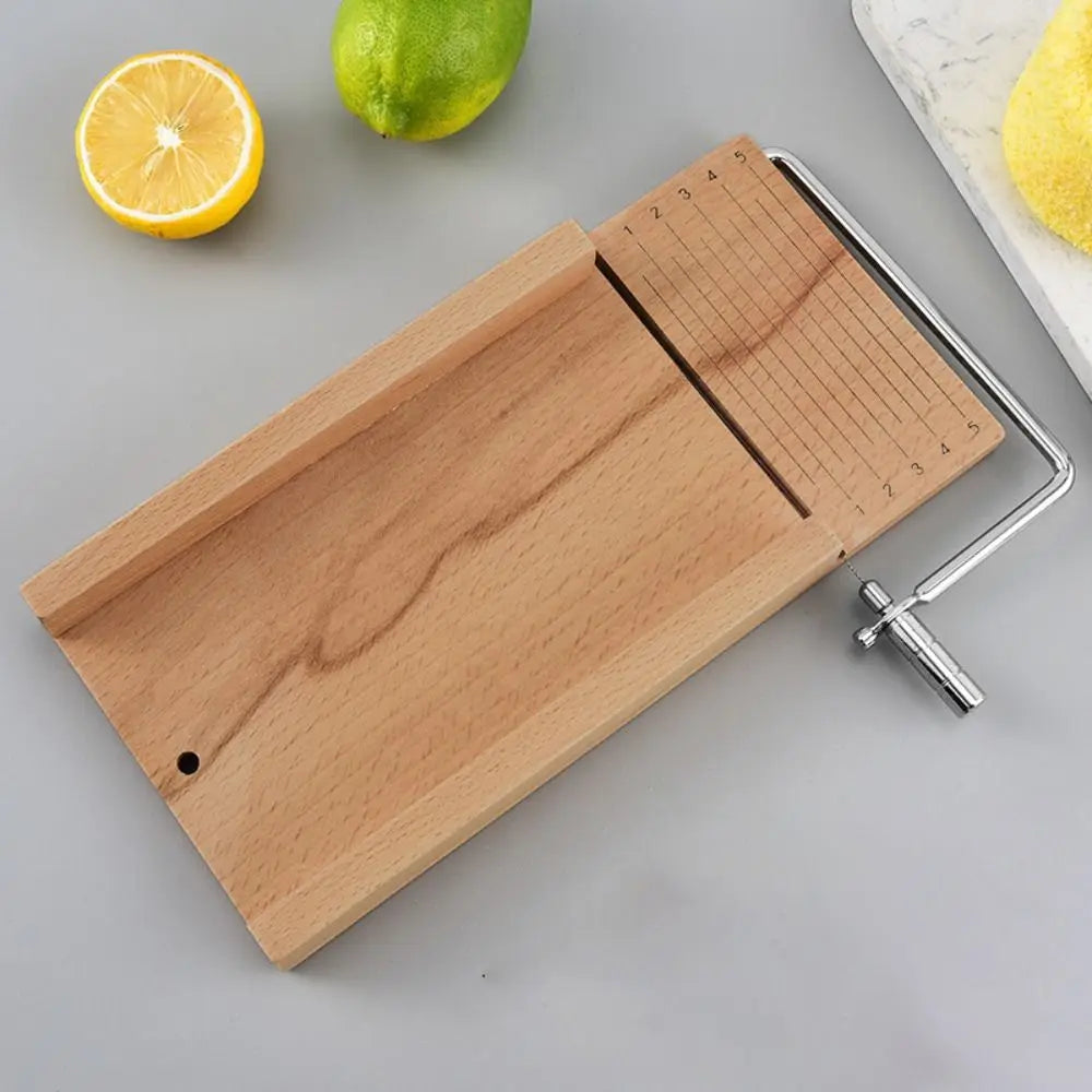 Kitchen Gadgets Wood Cheese Slicer Stainless Steel Wire with Scale Ham Slicer Handmade Cheese Cutter Butter