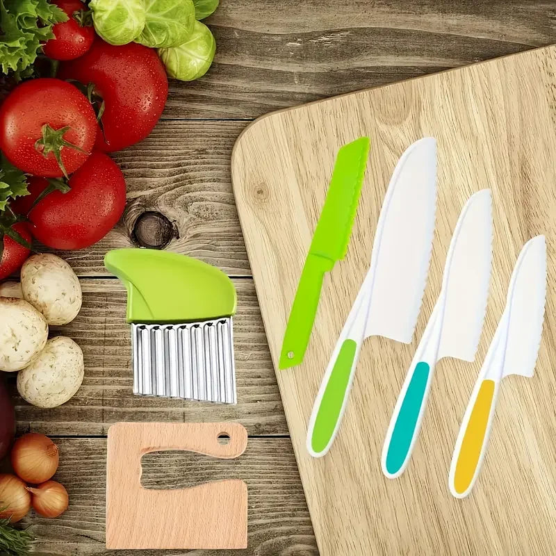 17PCS Kids Cooking Sets Real Cooking Montessori Kitchen Toys for DIY Plastic Kitchen Accessories Tools Toddlers Kids Safe Knives