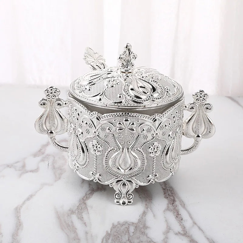 European Style Glass Storage Box Seasoning Bottle Restaurant Kitchen Daily Necessities Golden Storage Tank Kitchen Supplies