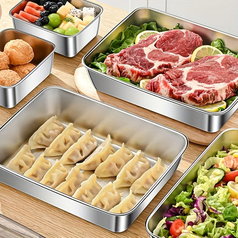 Durable Stainless Steel Kitchen Organizers, Food Storage Containers, Multipurpose Rectangular Kitchen Organizers for Fridge
