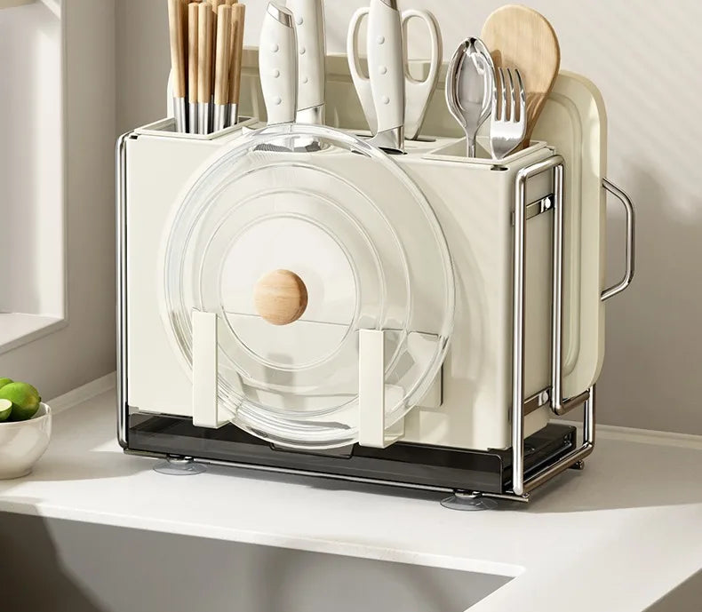 Kitchen Knife Rack Wall-mount Cutting Board Storage Racks Household Multifunctional Countertop Chopping Board Storage Rack