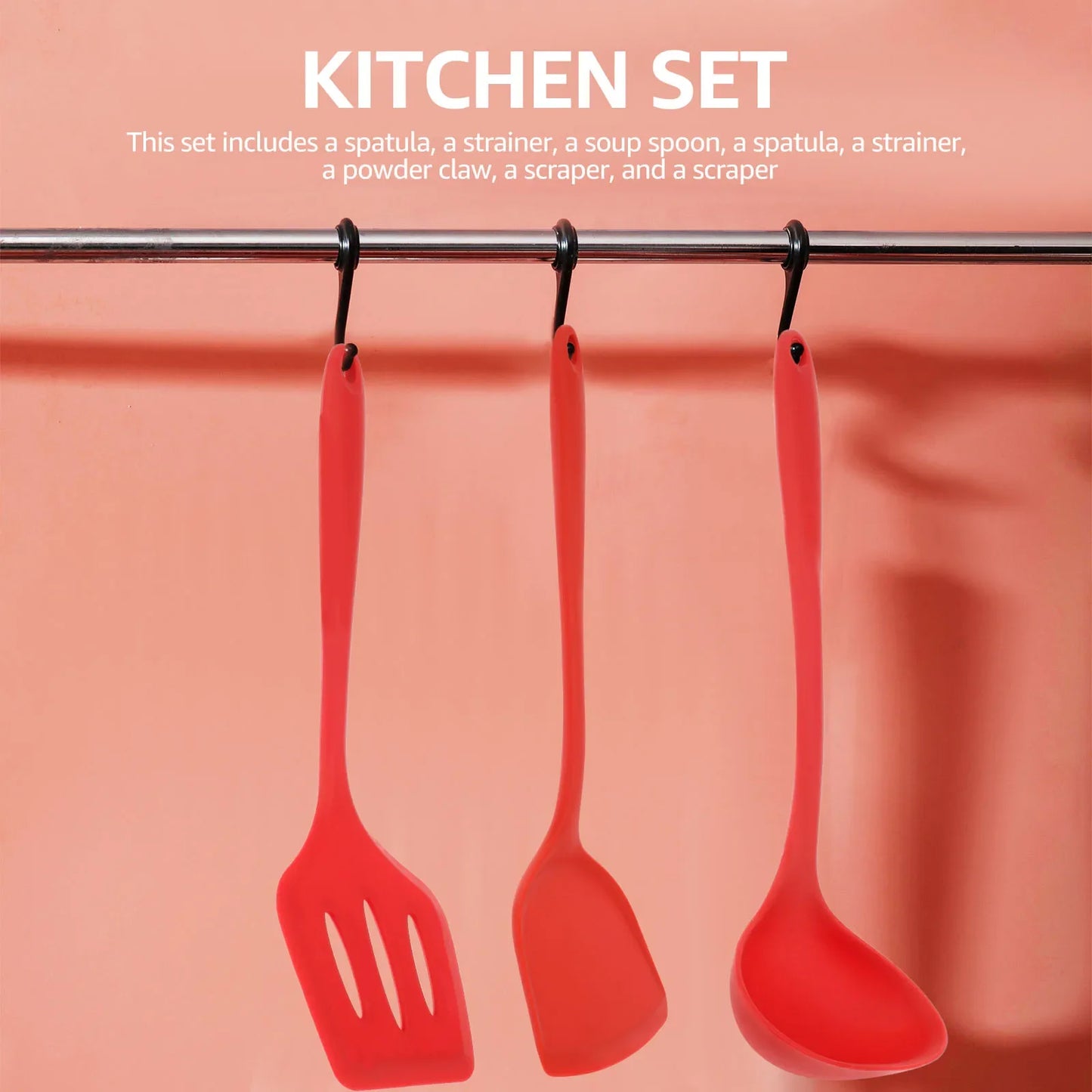 8Pcs Kitchen Cooking Utensils Set,BPA Free Food Grade Non-Stick Silicone Cooking Kitchen Spatula Set Heat Resistant & Easy Clean
