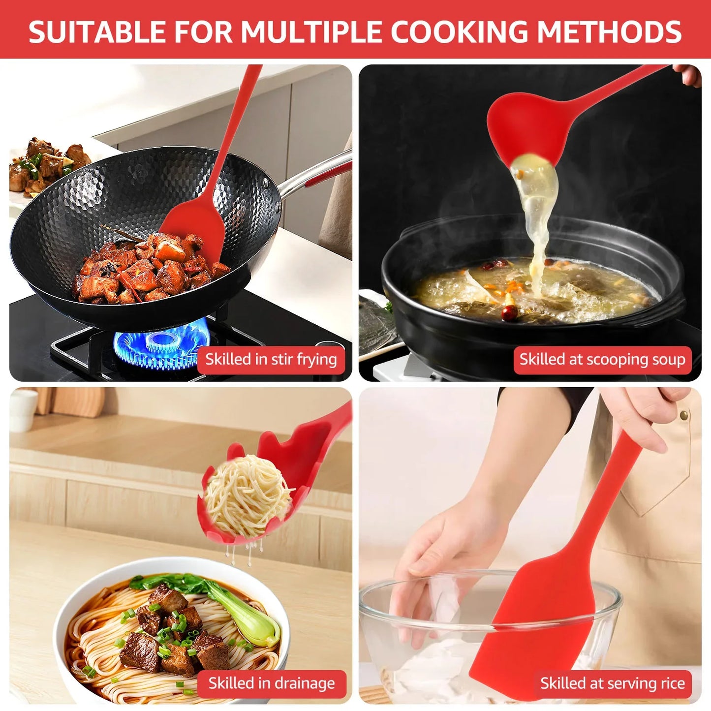 8Pcs Kitchen Cooking Utensils Set,BPA Free Food Grade Non-Stick Silicone Cooking Kitchen Spatula Set Heat Resistant & Easy Clean
