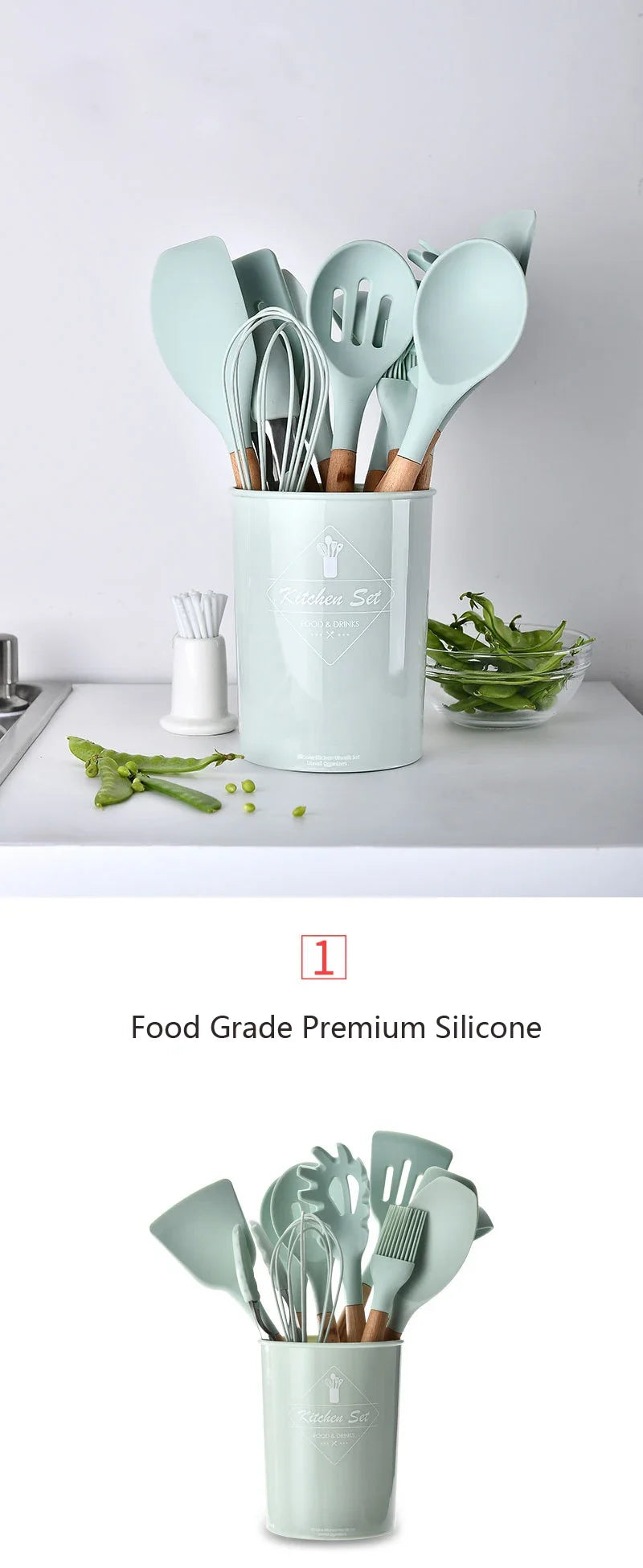Cooking Utensils Set, Heat Resistant, Non - Stick, Baking Tool Kit, Kitchen Accessories, Silicone Kitchenware