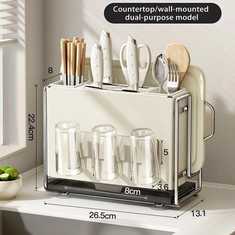 Kitchen Knife Rack Wall-mount Cutting Board Storage Racks Household Multifunctional Countertop Chopping Board Storage Rack