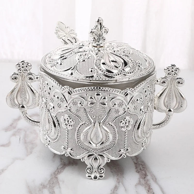 European Style Glass Storage Box Seasoning Bottle Restaurant Kitchen Daily Necessities Golden Storage Tank Kitchen Supplies