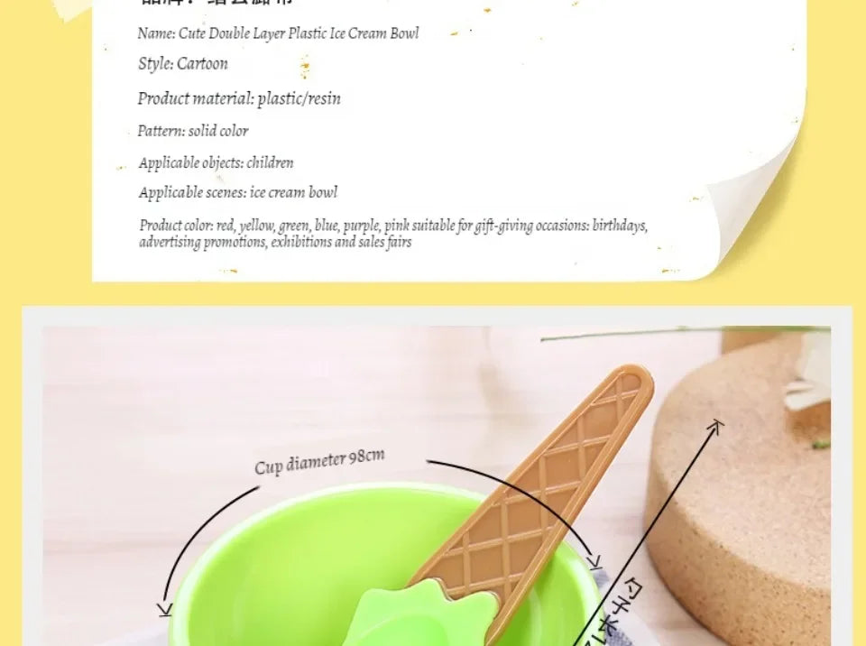 Ice Cream Cups and Ice Cream Scoop Set Summer Essential Party Ice Cream Cone Planter with Spoon Kitchen Supplies Kitchen Tools