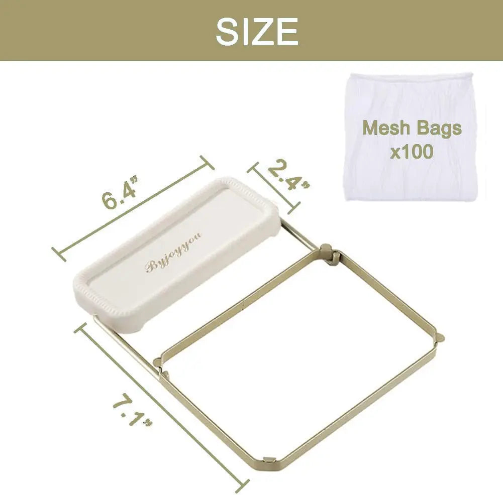 Kitchen Sink Hanging Strainer with 100 Sink Strainer Net Bag Stainless Steel Corner Sink Basket Holder Mesh Sink Strainers