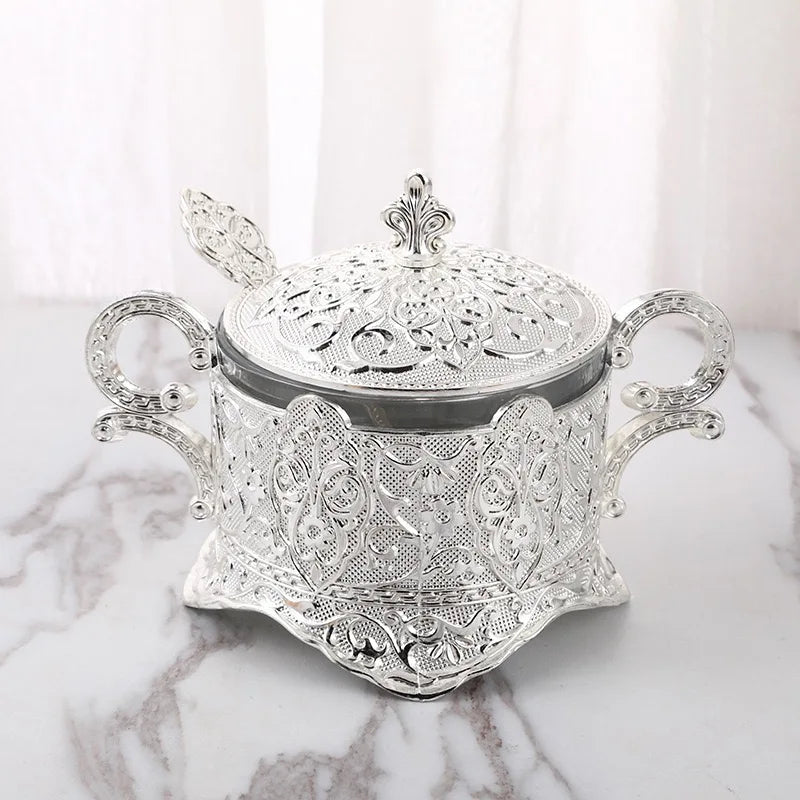 European Style Glass Storage Box Seasoning Bottle Restaurant Kitchen Daily Necessities Golden Storage Tank Kitchen Supplies
