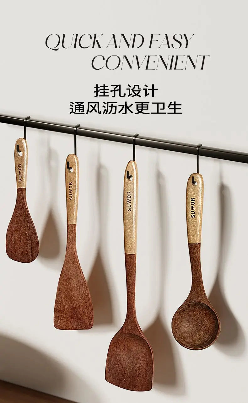 Kitchen Cooking Utensils Ebony Spatula Spoon Non Stick Pan Special Stir Fry Shovel High Temperature Resistant Wooden Spatula