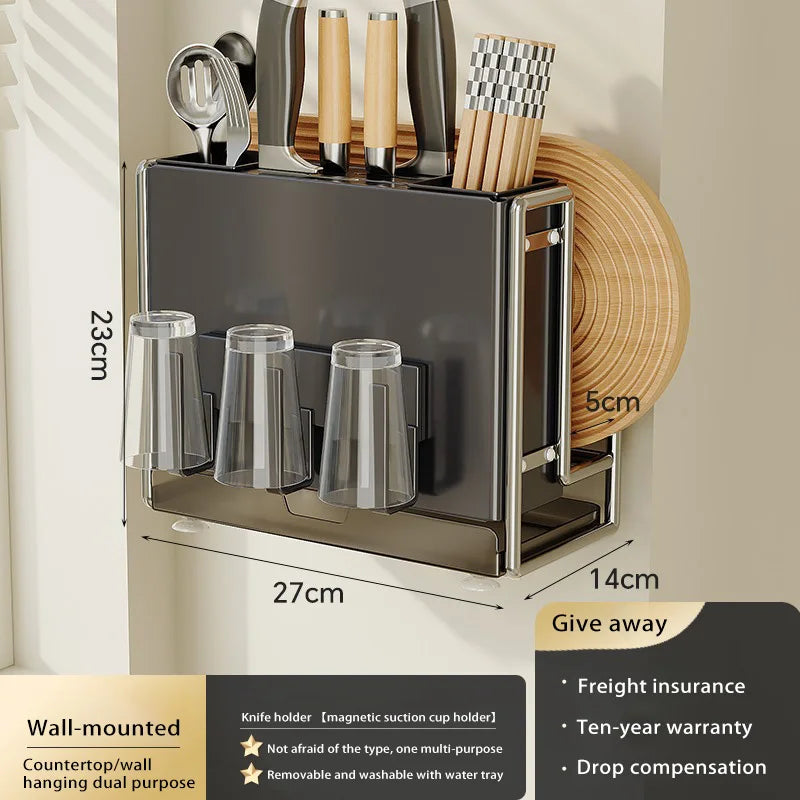 Kitchen Knife Rack Wall-mount Cutting Board Storage Racks Household Multifunctional Countertop Chopping Board Storage Rack