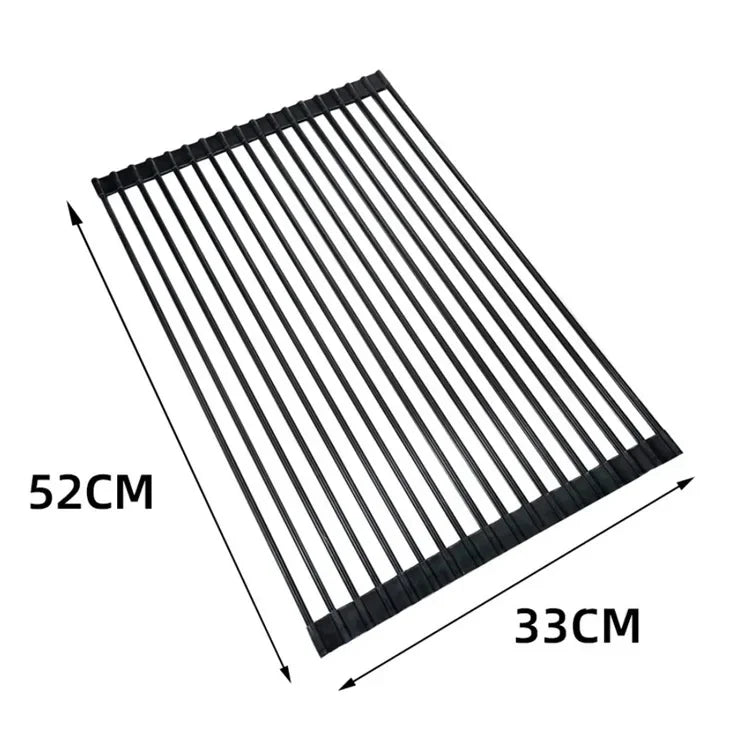 Kitchen Foldable Dish Drying Rack Silicone, Multi-Purpose Foldable Sink Drying Mat, Heat-Resistant and Rust-Proof Dish Rack