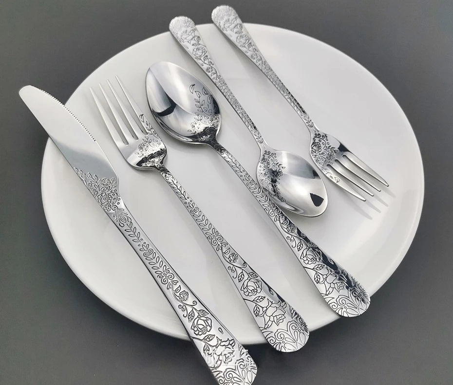 5/16Pcs Full Tableware for Kitchen,Stainless Steel Dinner Set with Box,Fork Spoon Knife Dinnerware Kit