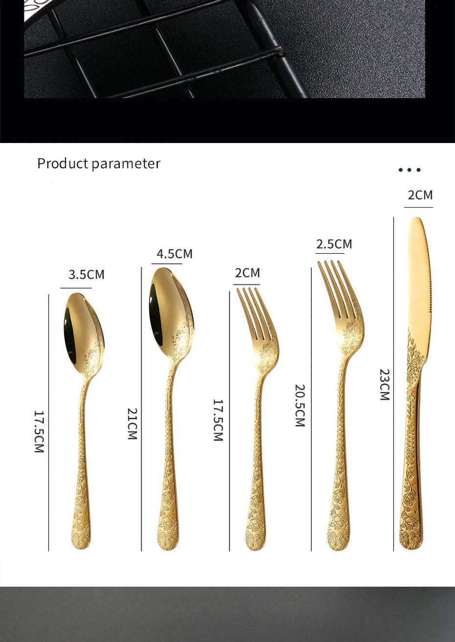 5/16Pcs Full Tableware for Kitchen,Stainless Steel Dinner Set with Box,Fork Spoon Knife Dinnerware Kit