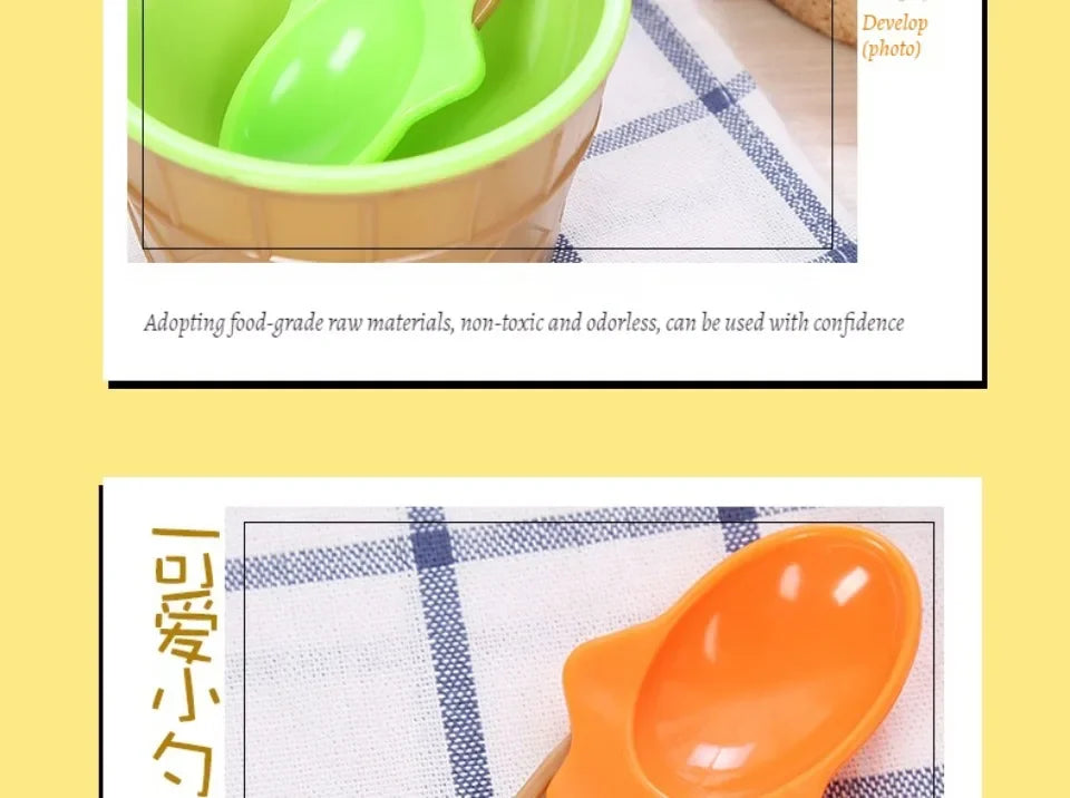 Ice Cream Cups and Ice Cream Scoop Set Summer Essential Party Ice Cream Cone Planter with Spoon Kitchen Supplies Kitchen Tools