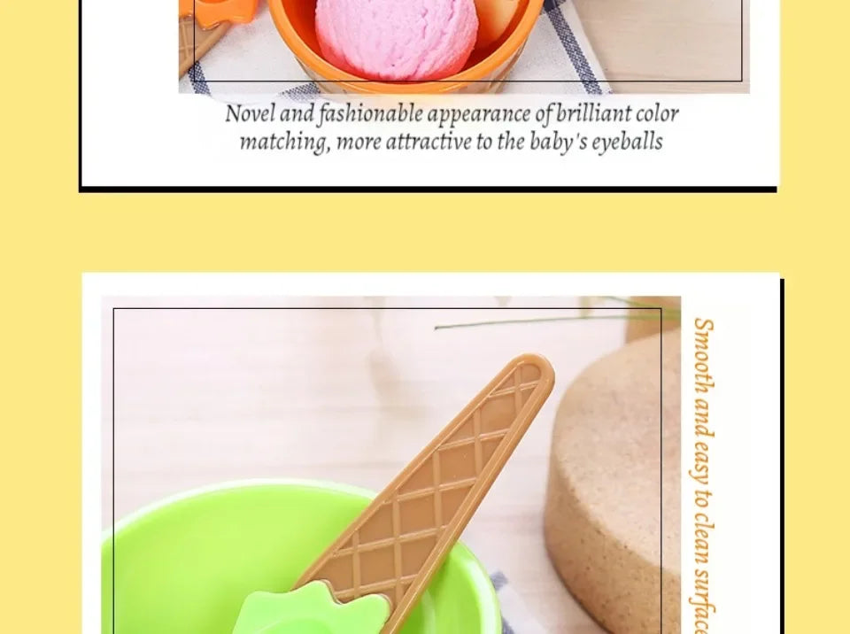 Ice Cream Cups and Ice Cream Scoop Set Summer Essential Party Ice Cream Cone Planter with Spoon Kitchen Supplies Kitchen Tools