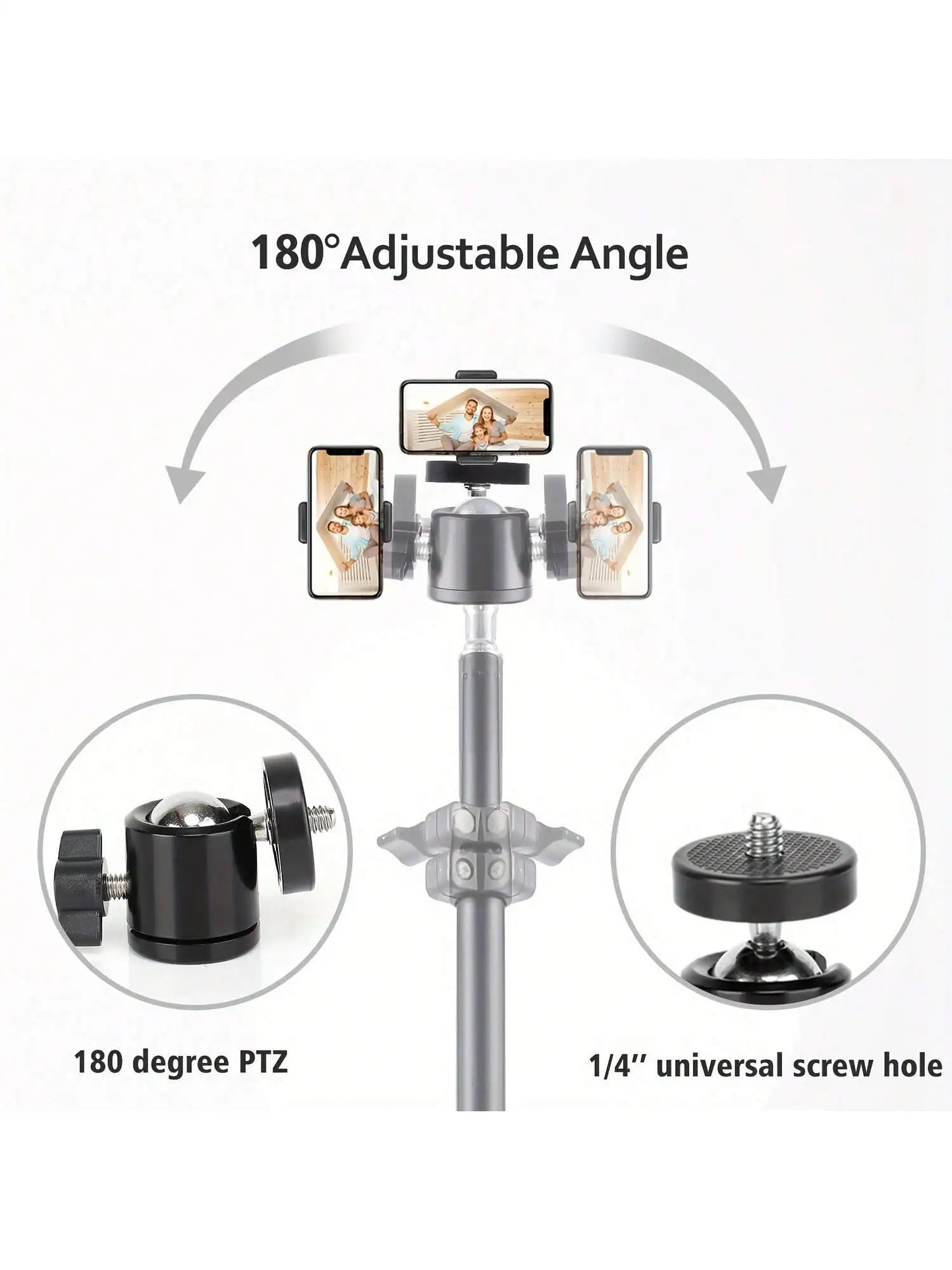 63-Inch / 160cm Foldable Tripod – Adjustable Multifunctional Stand for Phone and Camera with Holder Clip