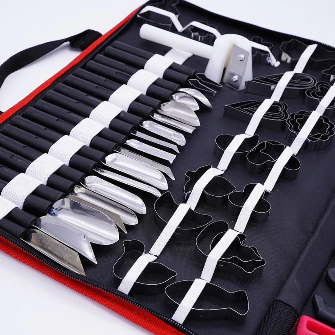 80 pieces of portable cutting knife, vegetable and fruit food kit, carved wooden kitchen.