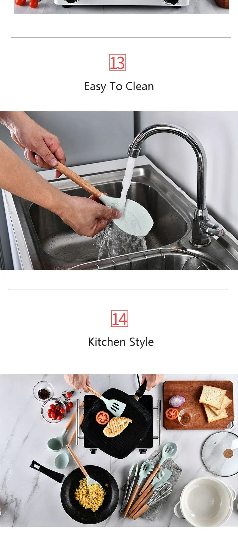 Cooking Utensils Set, Heat Resistant, Non - Stick, Baking Tool Kit, Kitchen Accessories, Silicone Kitchenware