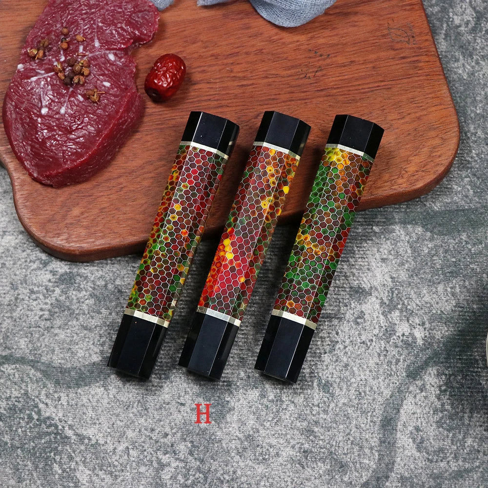 DIY Kitchen Environmentally FriendlyNatural Resin Yellow Ebony White Shadow Wood Details Accessories Octagonal Handle EDC Tools