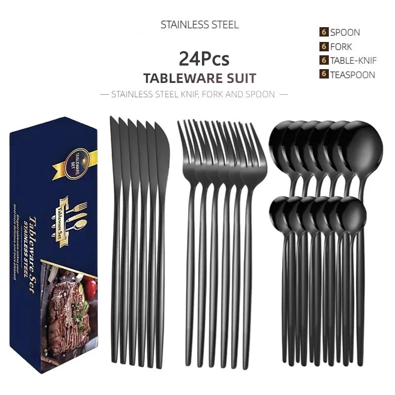 Kitchen Cutlery Sets Stainless Flatware Mirror Polished Design for Parties Birthdays Weddings Can give to Friends and Relatives